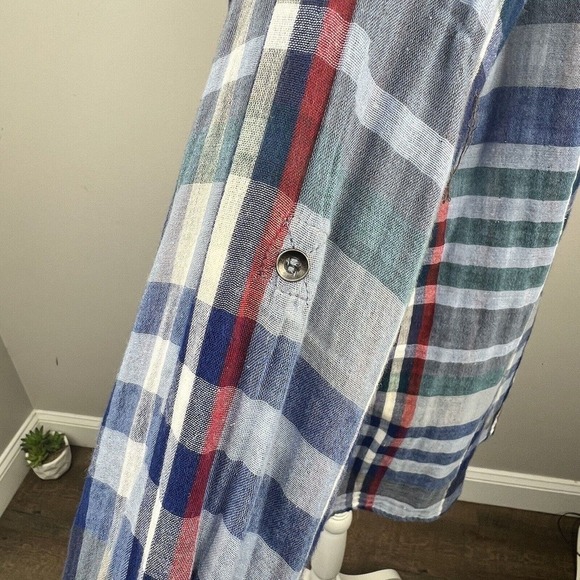 Soft Surroundings Blue Plaid Button Down Shirt Size M Cotton - Picture 8 of 13